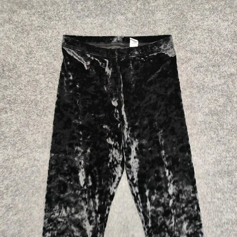 Old Navy Sweatpants Girls XL 14-16 Black Crushed Velvet Pull On Flare Leg
